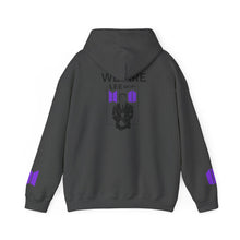 Load image into Gallery viewer, Mr Lee LEEgion BTS Security Guard Illustration Hoodie | Lee Clan Graphic White & Purple Print