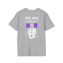 Load image into Gallery viewer, LEEgion BTS MR LEE fan art T-Shirt | Black Print Purple Logos