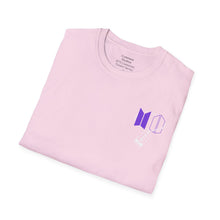 Load image into Gallery viewer, LEEgion BTS MR LEE fan art T-Shirt | Black Print Purple Logos