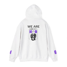 Load image into Gallery viewer, Mr Lee LEEgion BTS Security Guard Illustration Hoodie | Lee Clan Graphic White & Purple Print