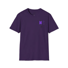 Load image into Gallery viewer, LEEgion BTS MR LEE fan art T-Shirt | Black Print Purple Logos
