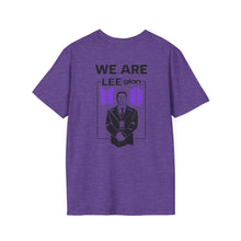 Load image into Gallery viewer, LEEgion BTS MR LEE fan art T-Shirt | Black Print Purple Logos
