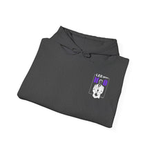 Load image into Gallery viewer, Mr Lee LEEgion BTS Security Guard Illustration Hoodie | Lee Clan Graphic White &amp; Purple Print
