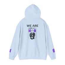 Load image into Gallery viewer, Mr Lee LEEgion BTS Security Guard Illustration Hoodie | Lee Clan Graphic White &amp; Purple Print
