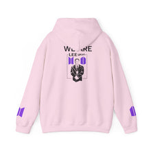 Load image into Gallery viewer, Mr Lee LEEgion BTS Security Guard Illustration Hoodie | Lee Clan Graphic White &amp; Purple Print
