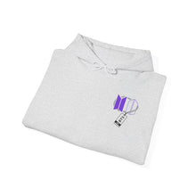 Load image into Gallery viewer, Mr Lee LEEgion BTS Security Guard Illustration Hoodie | Lee Clan Graphic White &amp; Purple Print
