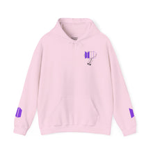 Load image into Gallery viewer, Mr Lee LEEgion BTS Security Guard Illustration Hoodie | Lee Clan Graphic White &amp; Purple Print
