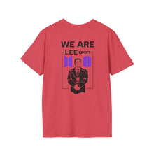 Load image into Gallery viewer, LEEgion BTS MR LEE fan art T-Shirt | Black Print Purple Logos

