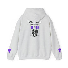 Load image into Gallery viewer, Mr Lee LEEgion BTS Security Guard Illustration Hoodie | Lee Clan Graphic White &amp; Purple Print
